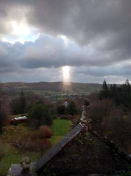 A rare shaft of sunlight in the Esthwaite Valley hopefully moving in our direction