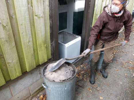 It is best to compost the ash from the boiler before putting it on the garden