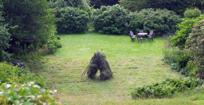 Hay on a rack in the garden