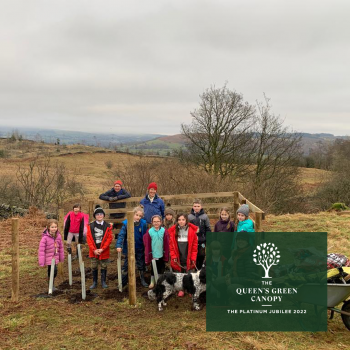Hawkshead Primary School children after the tree planting